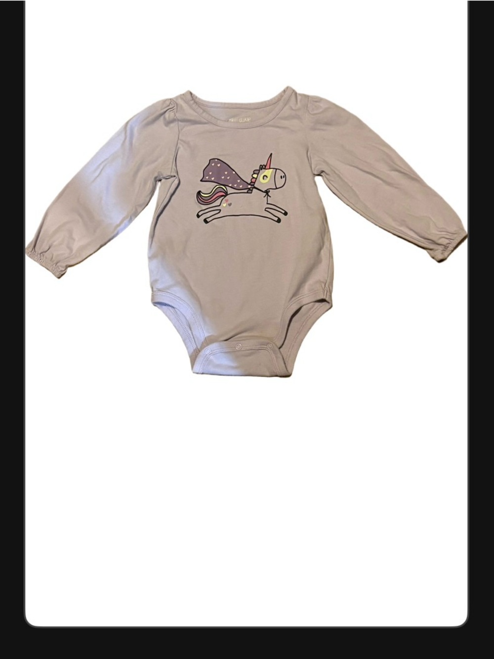 okie dokie Light purple Long-Sleeve Unicorn Bodysuit